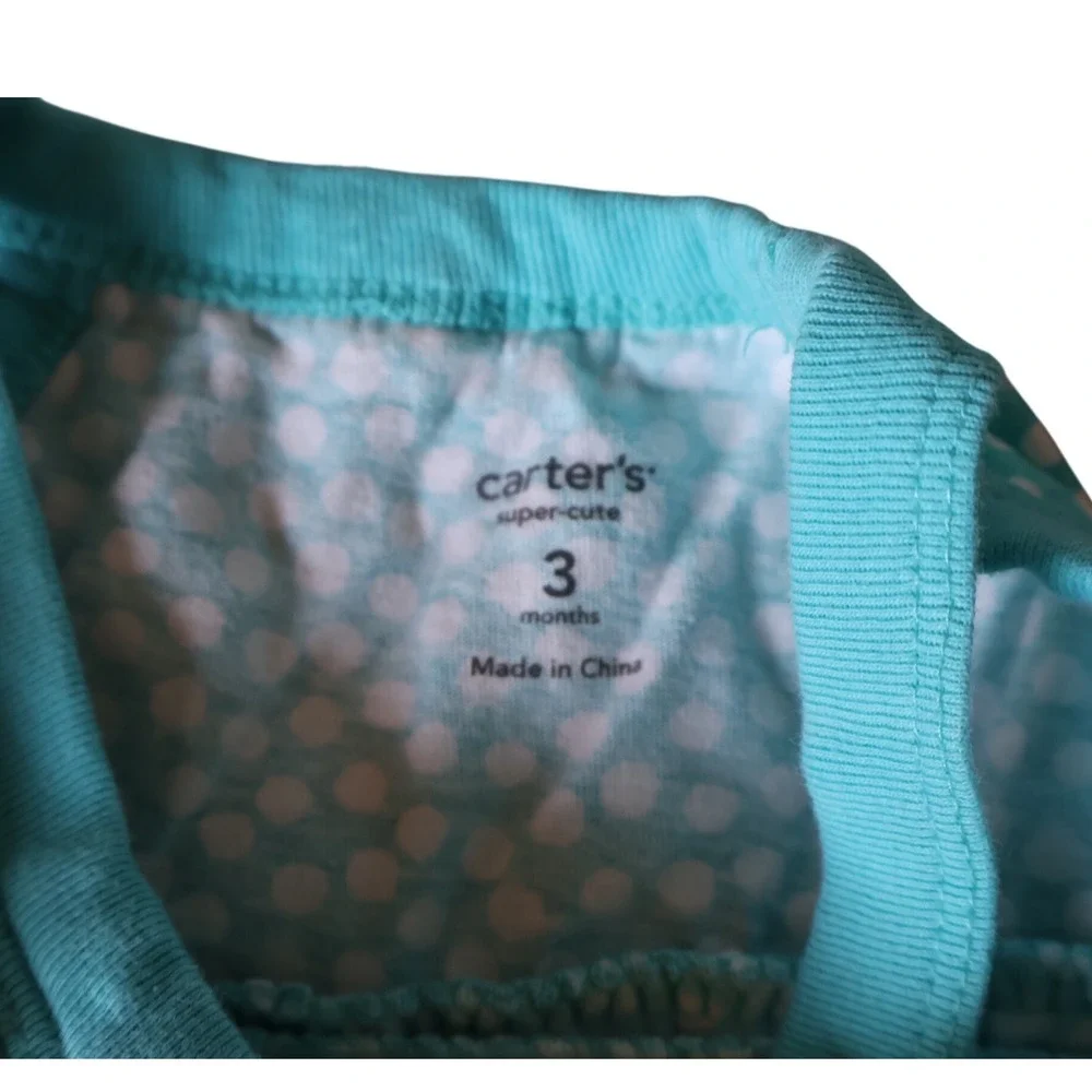 Carters Baby Girl Turquoise Polka Dot Ruffle Tiered Tank Top 3 Months Flower